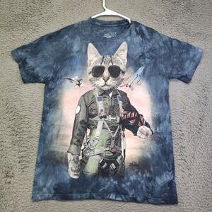 The Mountain Graphic T-Shirt Tie Dye‎ Cat Pilot Fighter Jet Medium